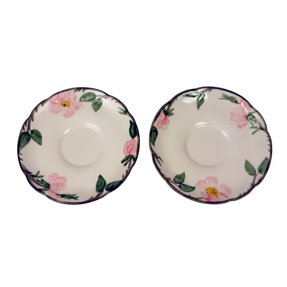Franciscan Earthenware Desert Rose Set of 2 Tea Cups & Saucers USA